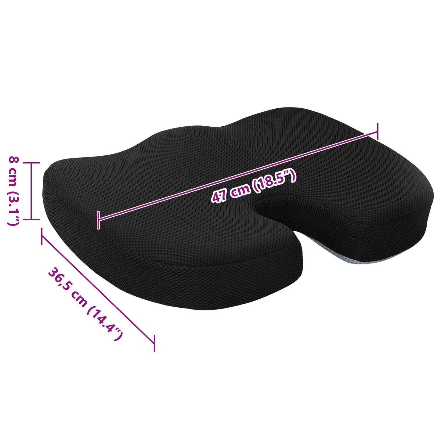 vidaXL Μαξιλάρια Καθίσματος Μαύρο 47 x 36,5 x 8 εκ Αφρός Μνήμης