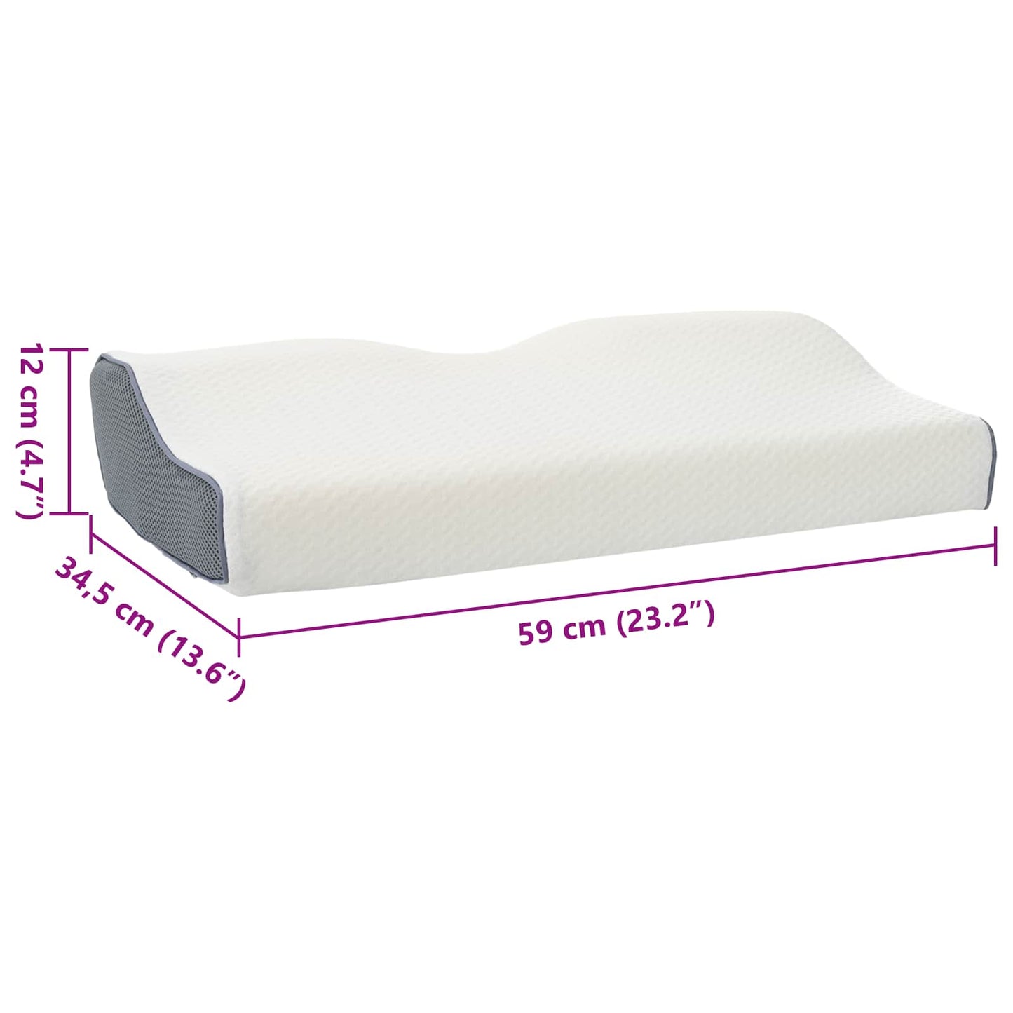vidaXL Μαξιλάρι λαιμού Λευκό Αφρός Μνήμης 59 x 34,5 x 12 εκ