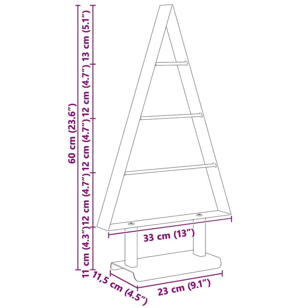 vidaXL Μεταλλικό χριστουγεννιάτικο δέντρο με βάση Μαύρο 60 cm Ατσάλι