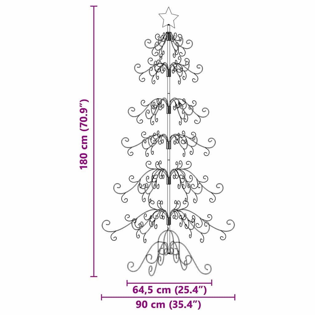 vidaXL Μεταλλικό χριστουγεννιάτικο δέντρο με βάση Χρυσό 180 cm