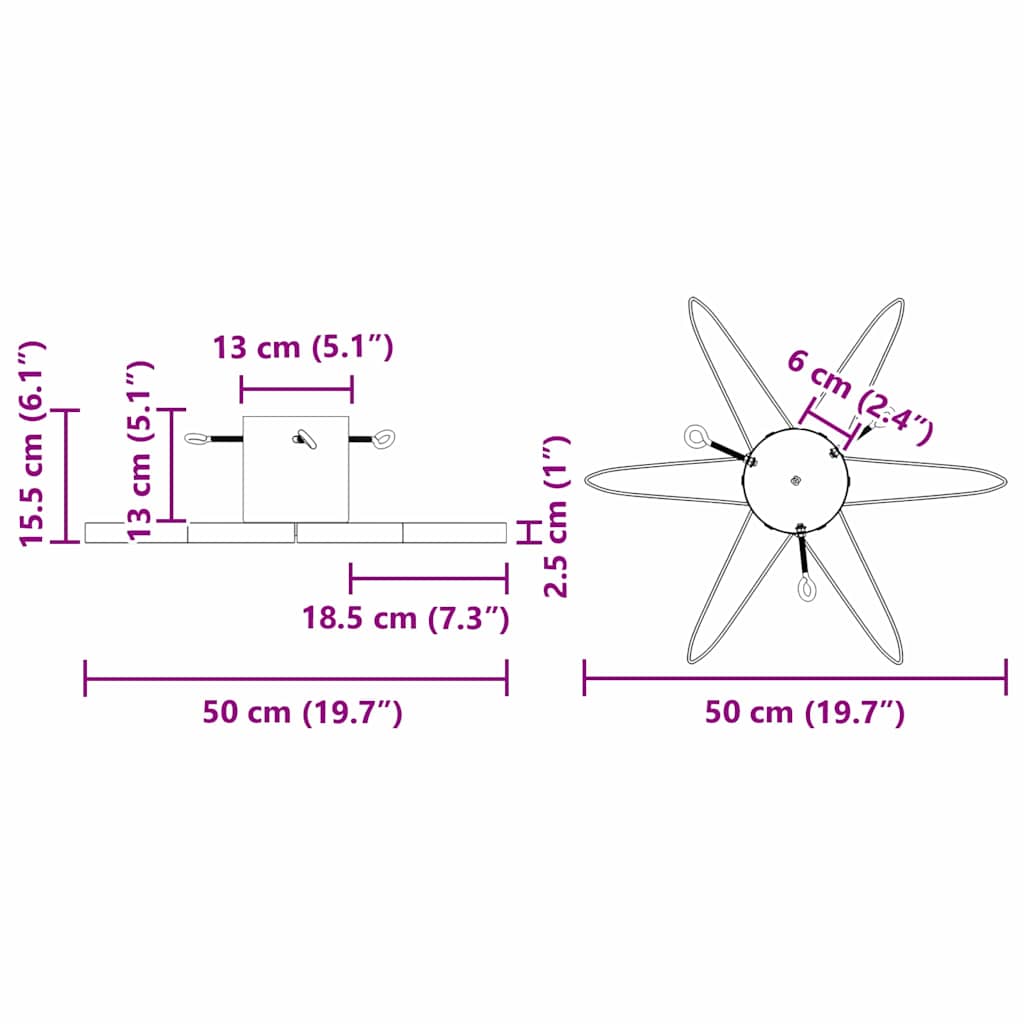 vidaXL Βάση Χριστουγεννιάτικου Δέντρου Μαύρο 50 x 50 x 15,5 εκ. Ατσάλι