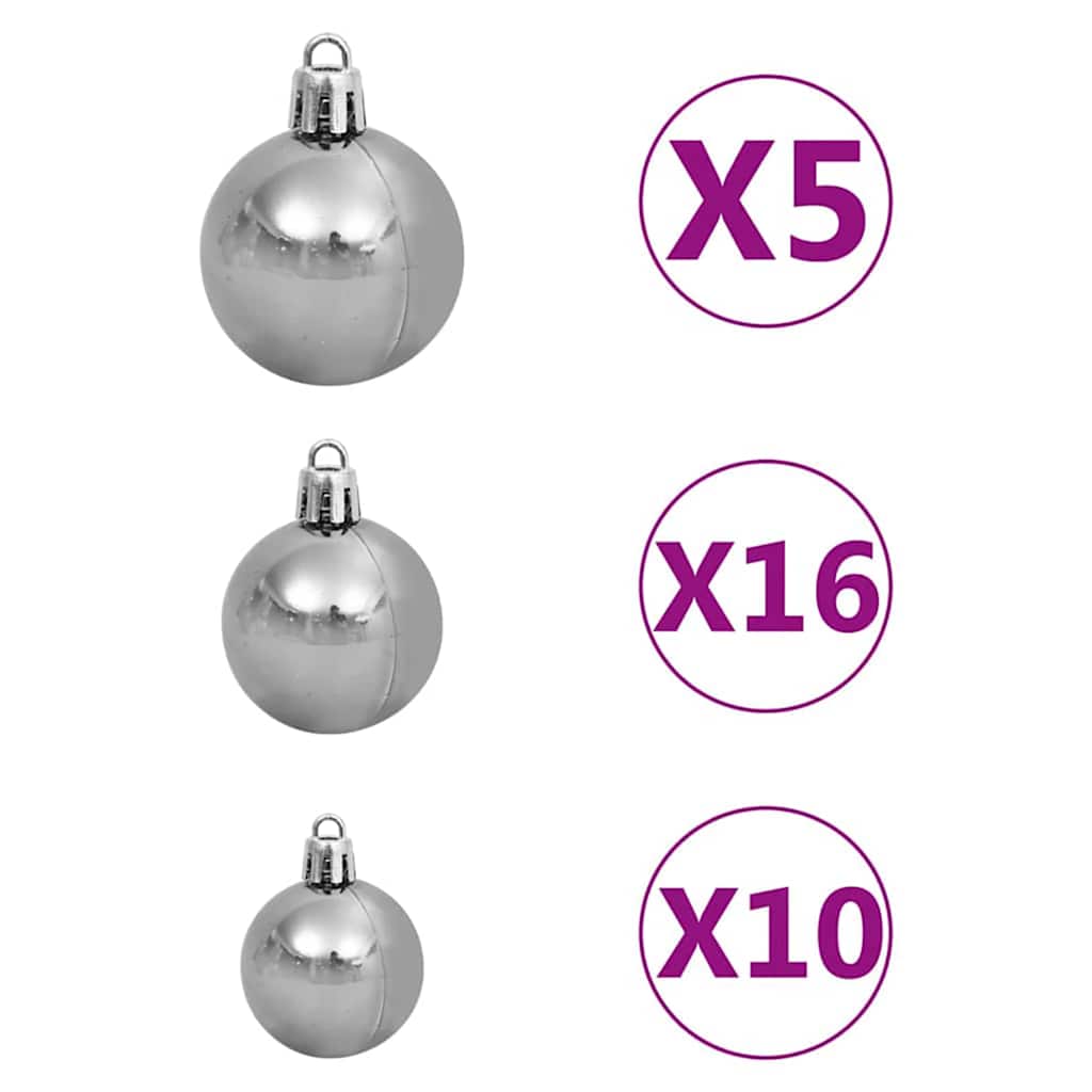 vidaXL Slim Χριστουγεννιάτικο Δέντρο 300 LEDs & Σετ Μπάλας & Χιονισμένο Πράσινο 180 cm