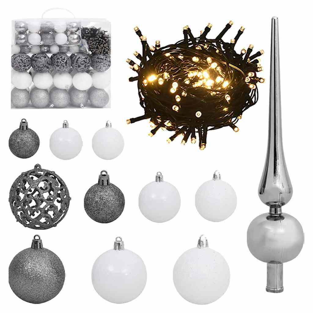 vidaXL Slim Χριστουγεννιάτικο Δέντρο 300 LEDs & Σετ Μπάλας & Χιονισμένο Πράσινο 180 cm