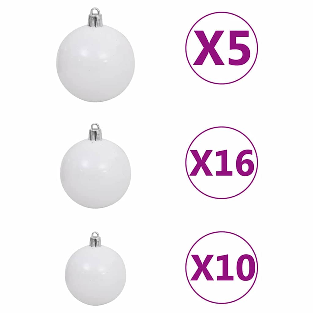vidaXL Slim Χριστουγεννιάτικο Δέντρο 300 LEDs & Σετ Μπάλας & Χιονισμένο Πράσινο 180 cm