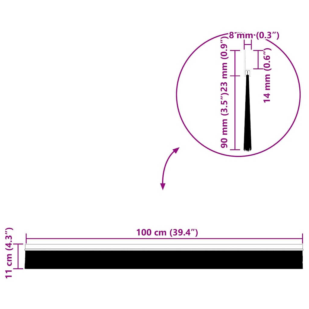 vidaXL Αυτοκόλλητες σφραγίδες πόρτας 2 pcs Μαύρο 100 cm