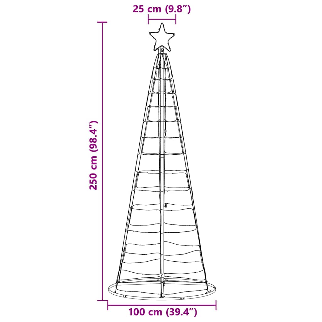 vidaXL LED Χριστουγεννιάτικο Δέντρο με βάση Θερμό λευκό 250 cm Σίδερο