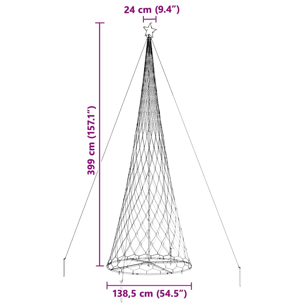 vidaXL LED Χριστουγεννιάτικο Δέντρο Πολύχρωμο 138.5 x 138.5 x 399 εκ