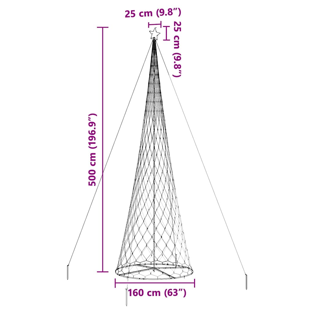 vidaXL LED Χριστουγεννιάτικο Δέντρο Πολύχρωμο 138.5 x 138.5 x 399 εκ
