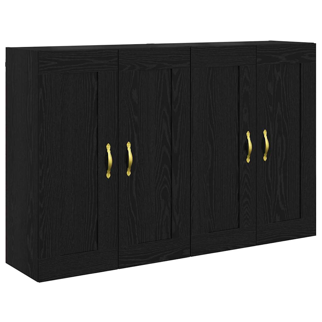 vidaXL Ντουλάπα τοίχου Επιτοίχιο 2 pcs Μαύρη Οξυά 69,5 x 34 x 90 εκ.