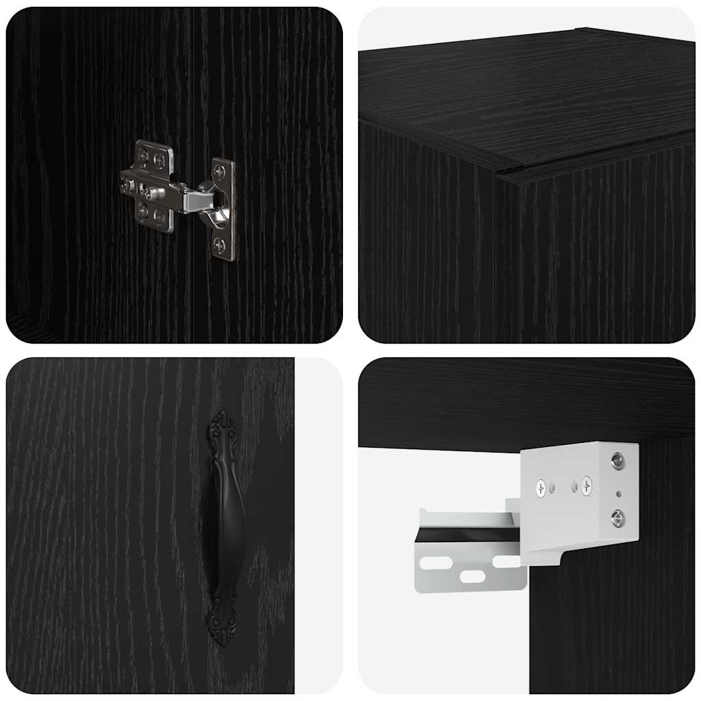 vidaXL Highboard Λευκός και Μαύρος Δρυς 69,5 x 34 x 180 εκ.