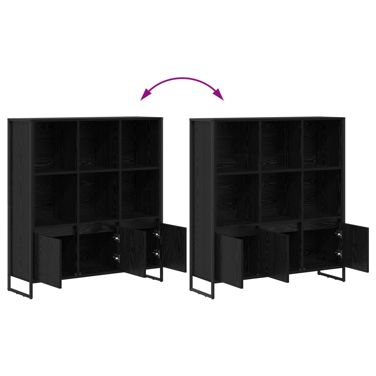 vidaXL Βιβλιοθήκη 2 pcs Μαύρη Οξυά 99,5 x 30 x 108 εκ.