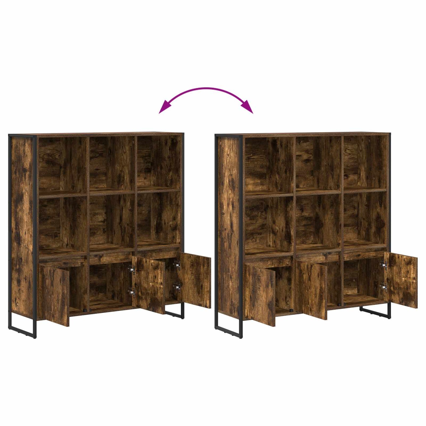 vidaXL Βιβλιοθήκη 2 pcs Καπνιστό Δρύς 99,5 x 30 x 108 εκ.