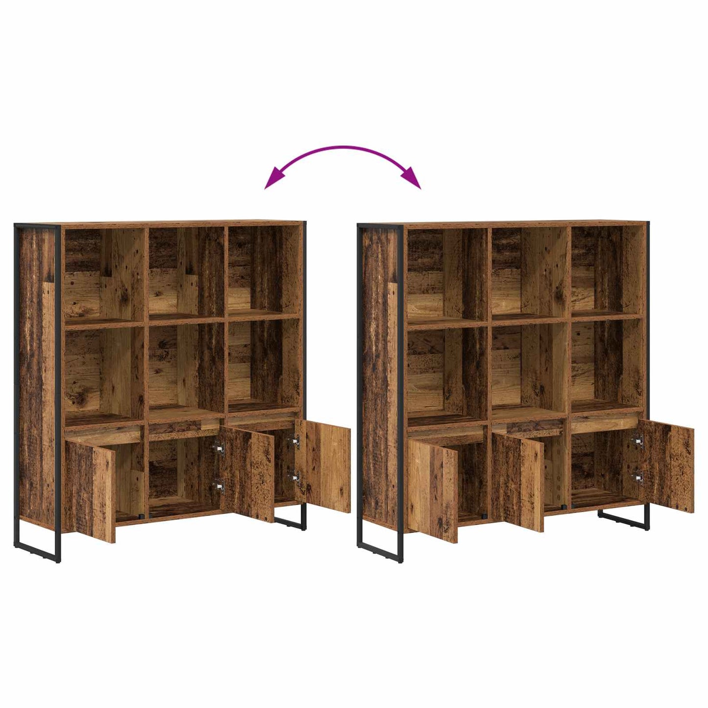 vidaXL Βιβλιοθήκη 2 pcs Παλιό Ξύλο 99,5 x 30 x 108 εκ.