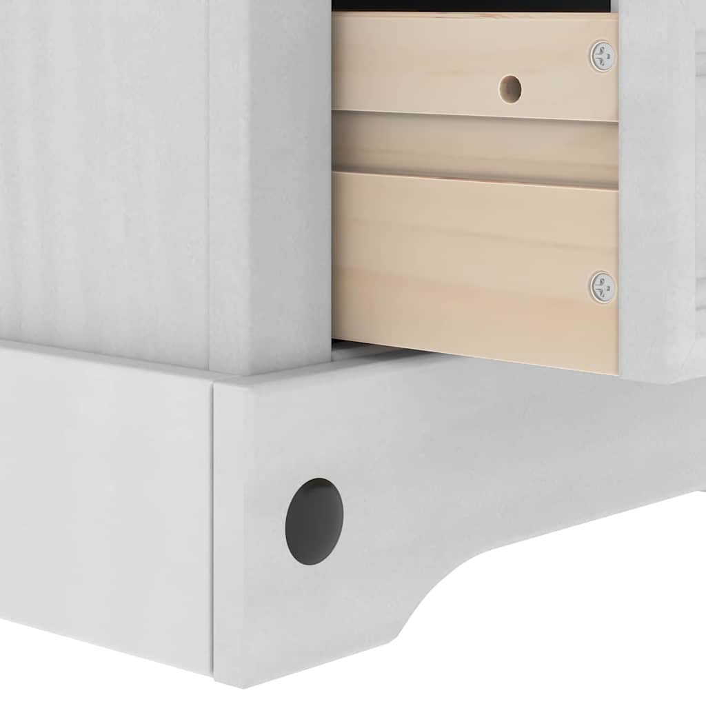 vidaXL Κομοδίνο Corona Λευκό 53 x 39 x 66 εκ Στερεά ξυλεία πεύκου