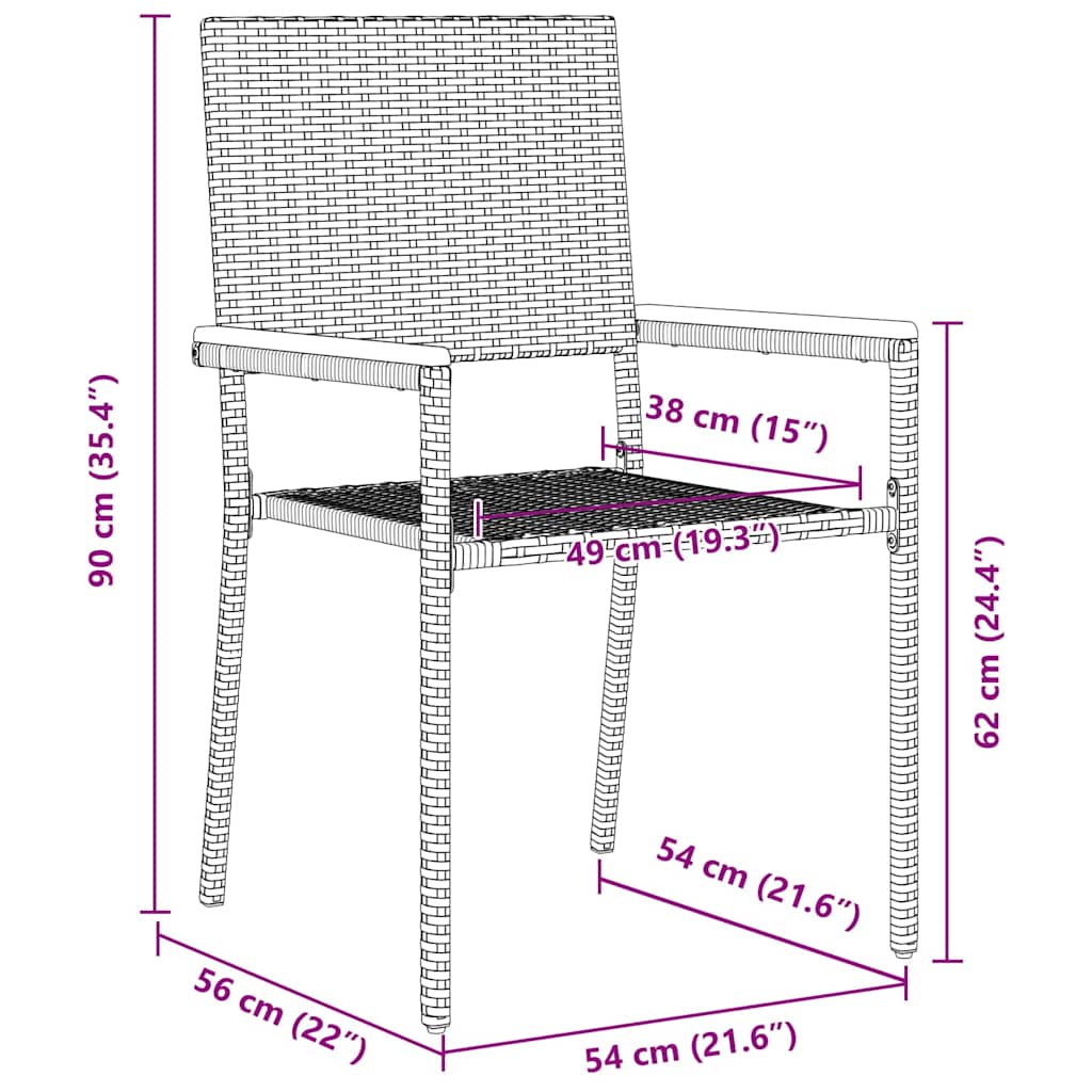 vidaXL Καρέκλες κήπου που σωριάζονται 4 pcs Μαύρο και Καφέ