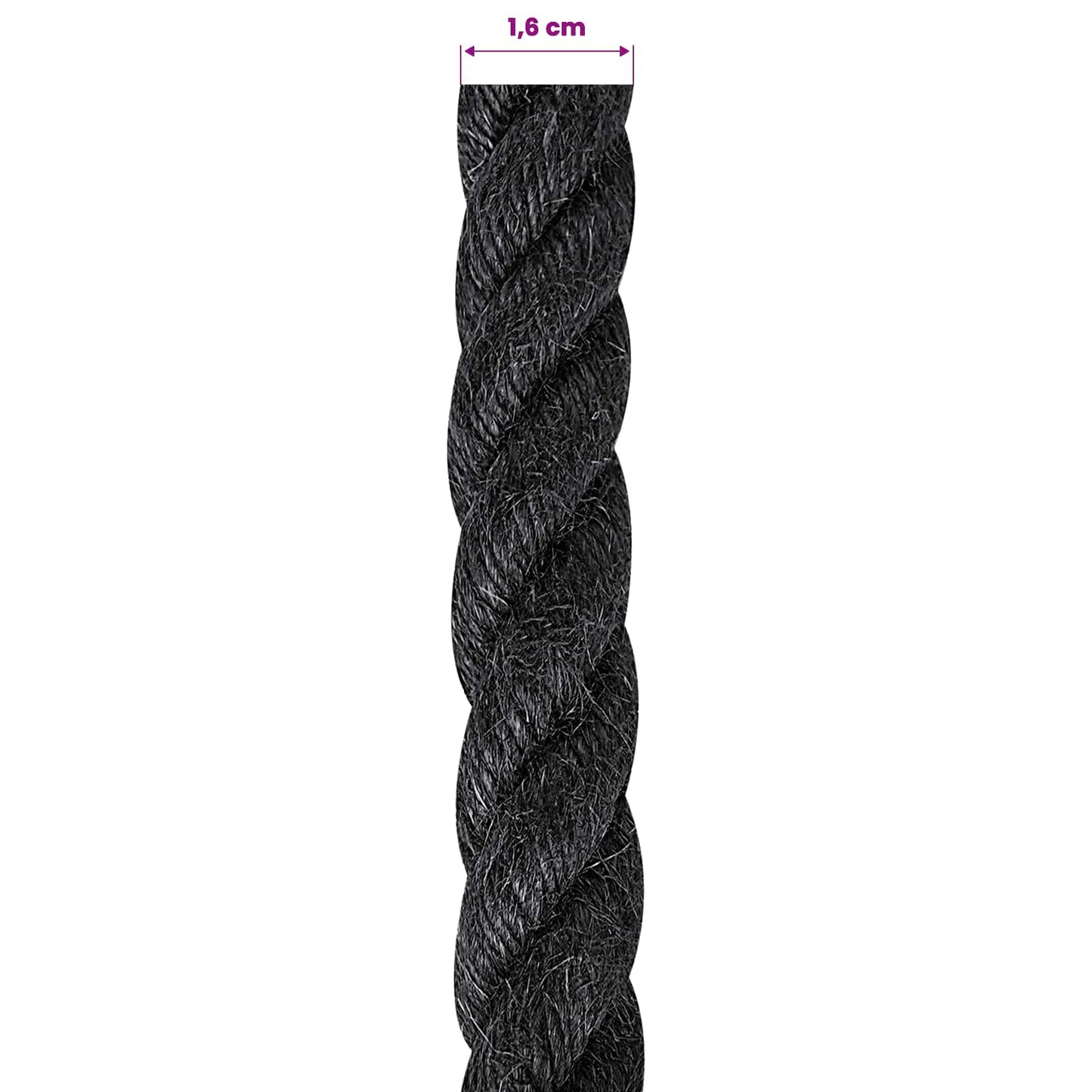 vidaXL Σχοινί Από Τζute 16 mm Μαύρο 100% Τζούτα Tossa