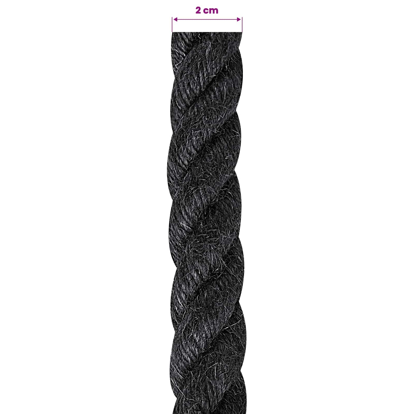 vidaXL Σχοινί Από Τζute 20 mm Μαύρο 100% Τζούτα Tossa