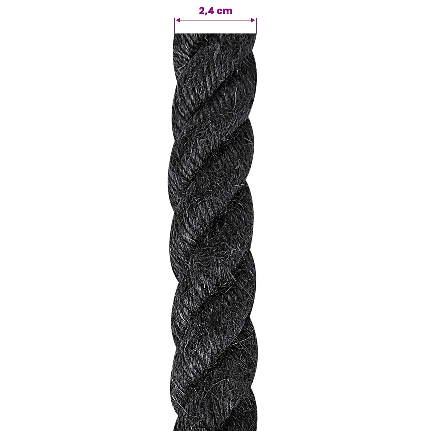 vidaXL Σχοινί Από Τζute 24 mm Μαύρο 100% Τζούτα Tossa