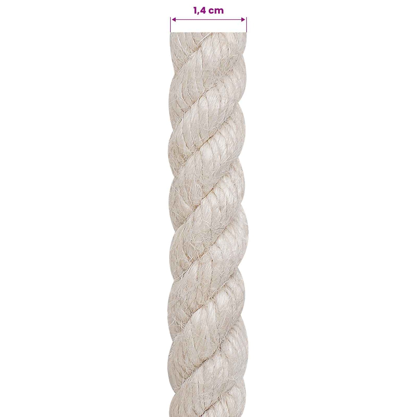 vidaXL Σχοινί Από Τζute 14 mm Λευκό 100% Τζούτα Tossa