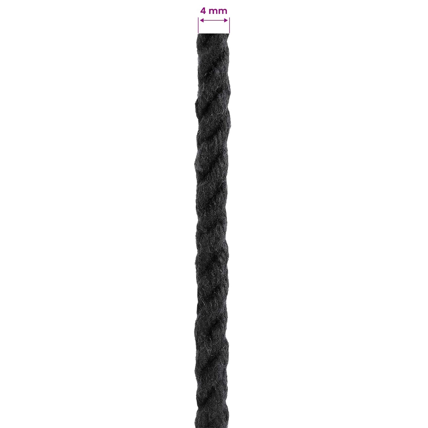 vidaXL Cotton Twine 4 mm 100 m Μαύρο 100% Βαμβάκι