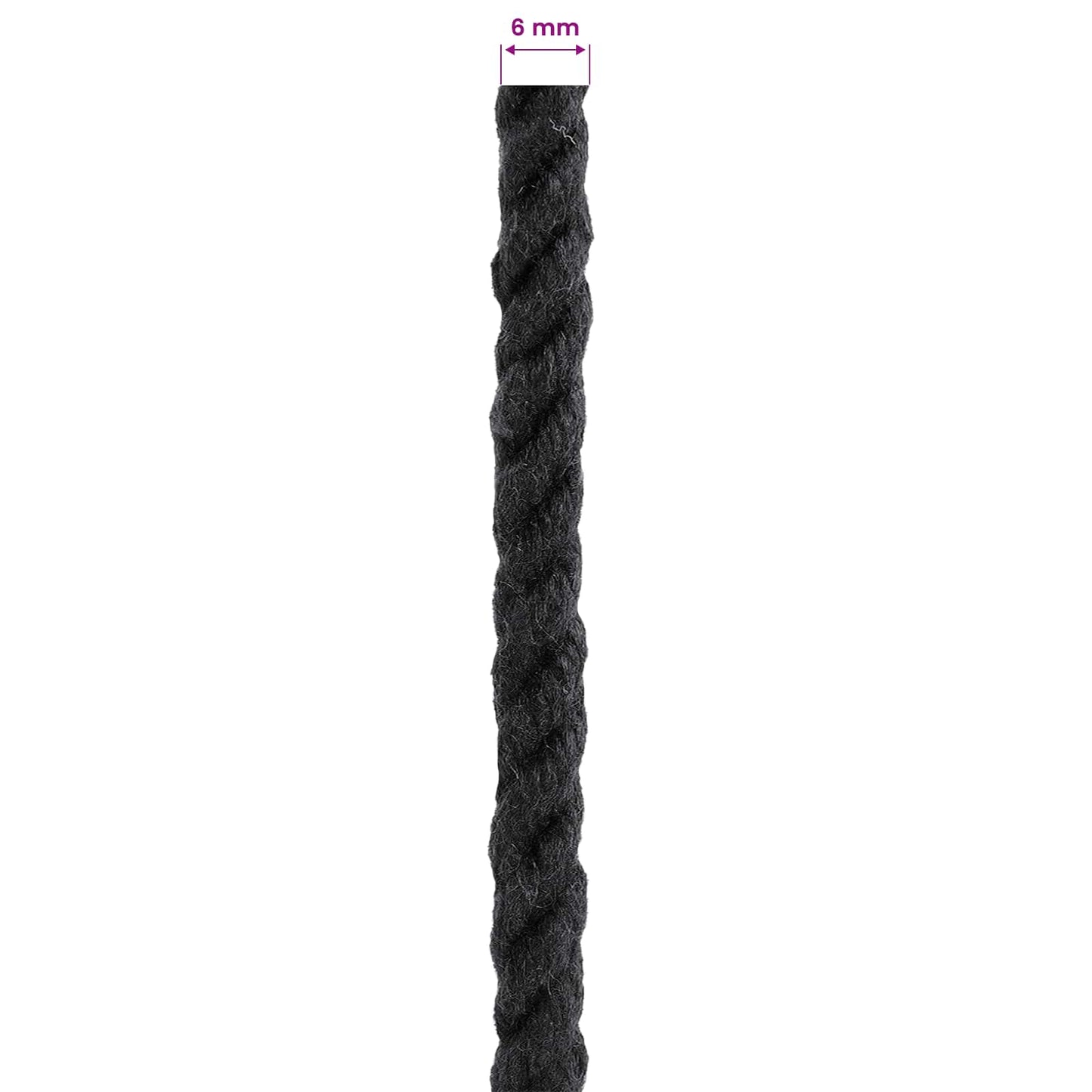 vidaXL Κωτόσχοινo 6 mm 100 m Μαύρο 100% Βαμβάκι