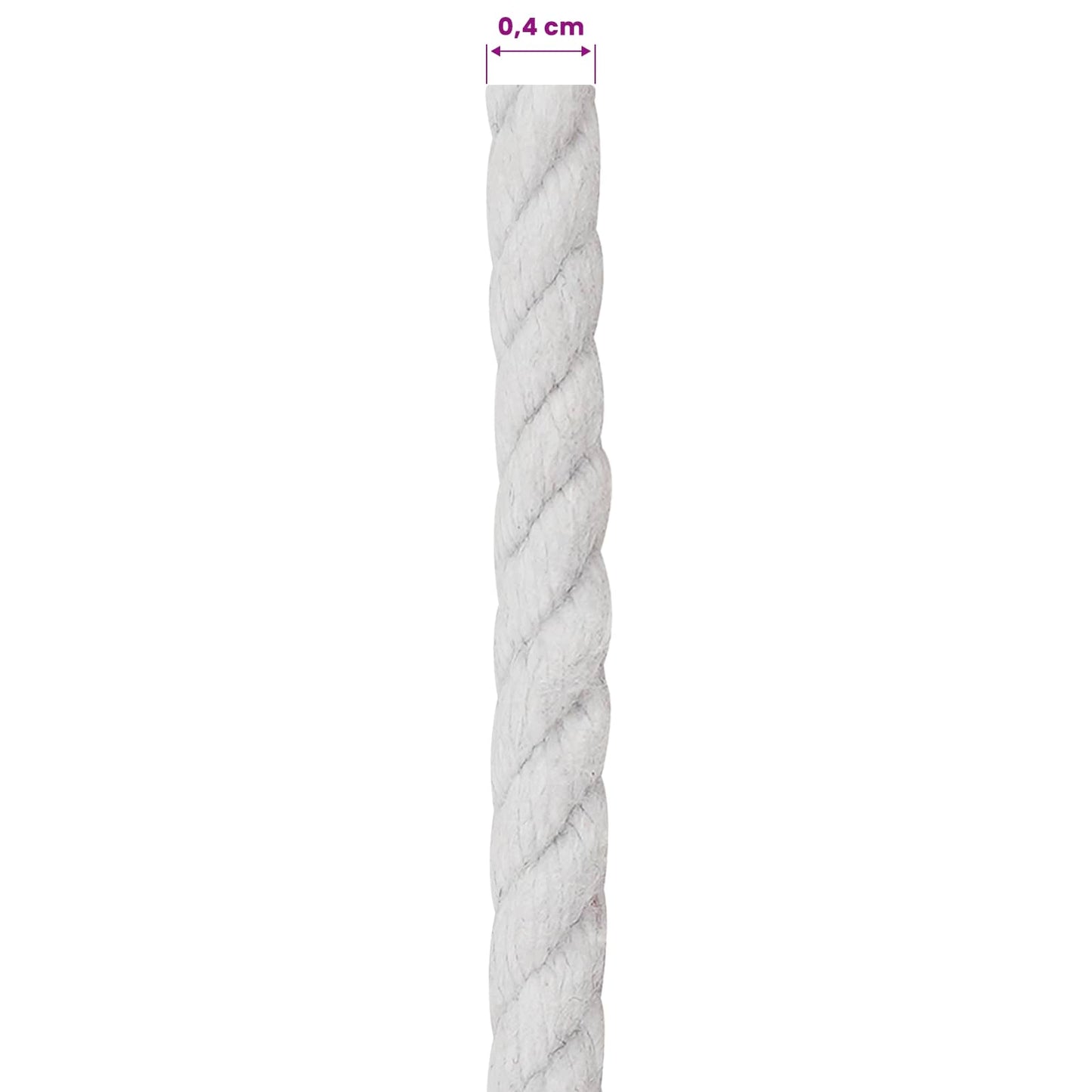 vidaXL Cotton Twine 4 mm 250 m Λευκό 100% Βαμβάκι