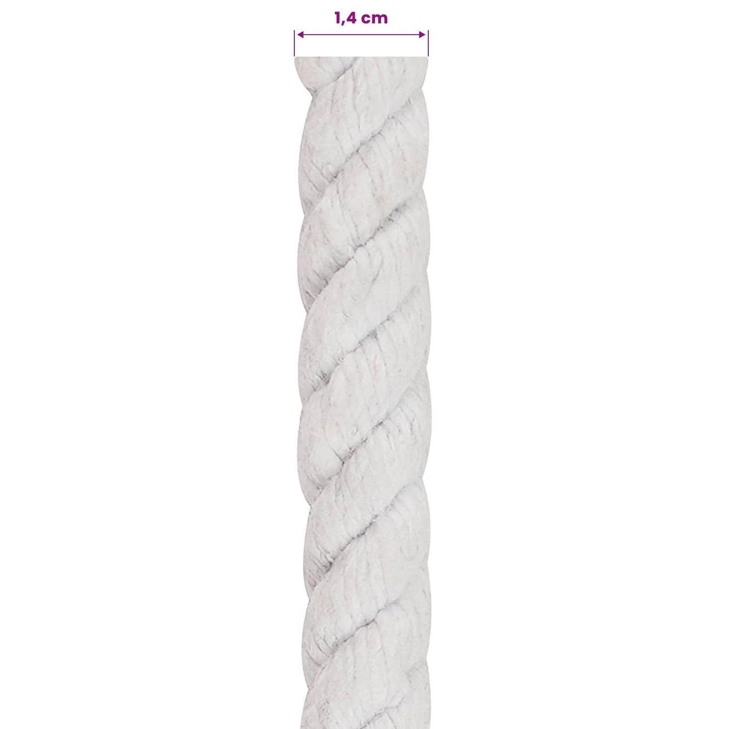 vidaXL Κωτόσχοινo 14 mm 250 m Λευκό 100% Βαμβάκι