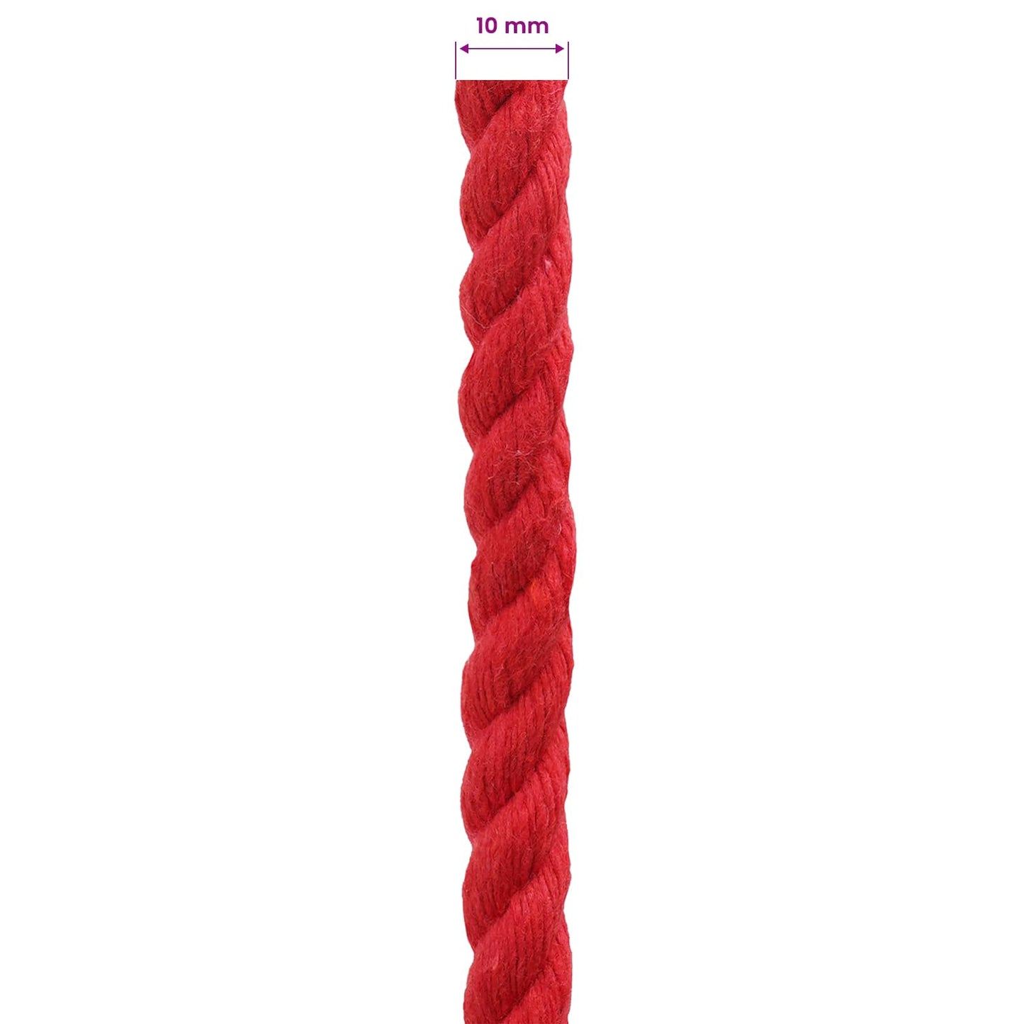 vidaXL Κωτόσχοινo 10 mm 100 m Κόκκινο 100% Βαμβάκι