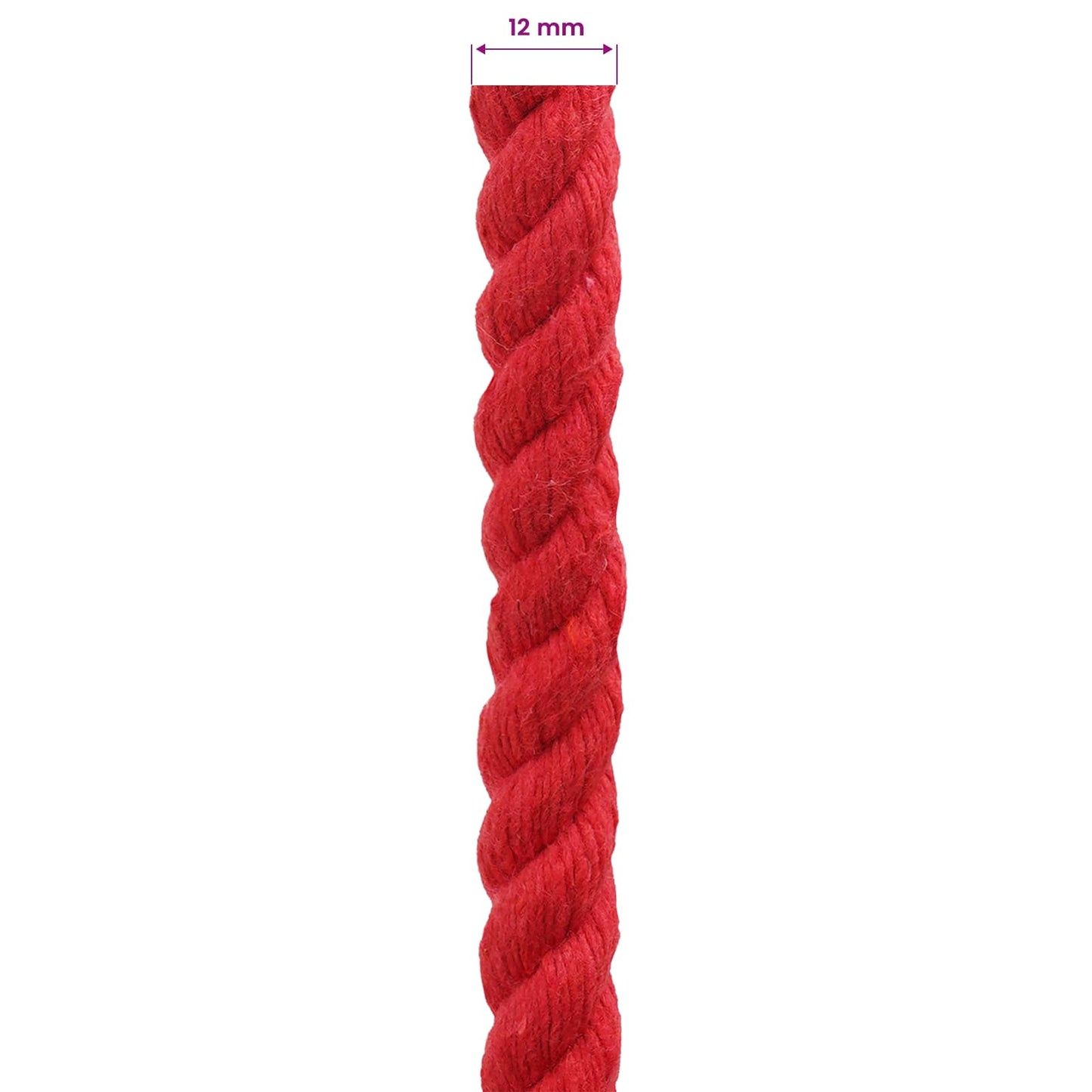 vidaXL Κωτόσχοινo 12 mm 100 m Κόκκινο 100% Βαμβάκι