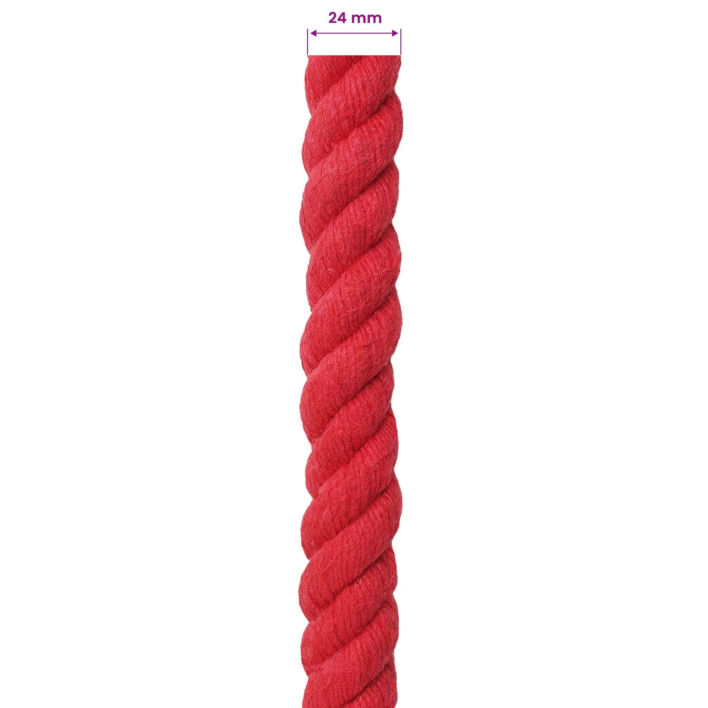 vidaXL Κωτόσχοινo 24 mm 50 m Κόκκινο 100% Βαμβάκι