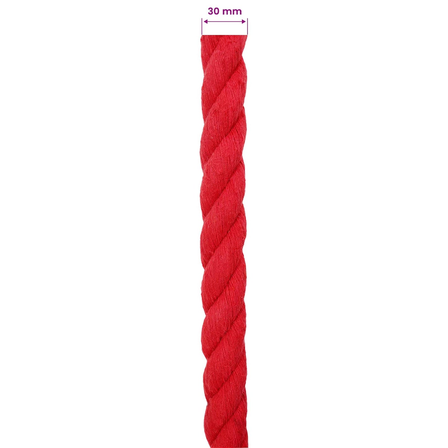 vidaXL Κωτόσχοινo 30 mm 25 m Κόκκινο 100% Βαμβάκι