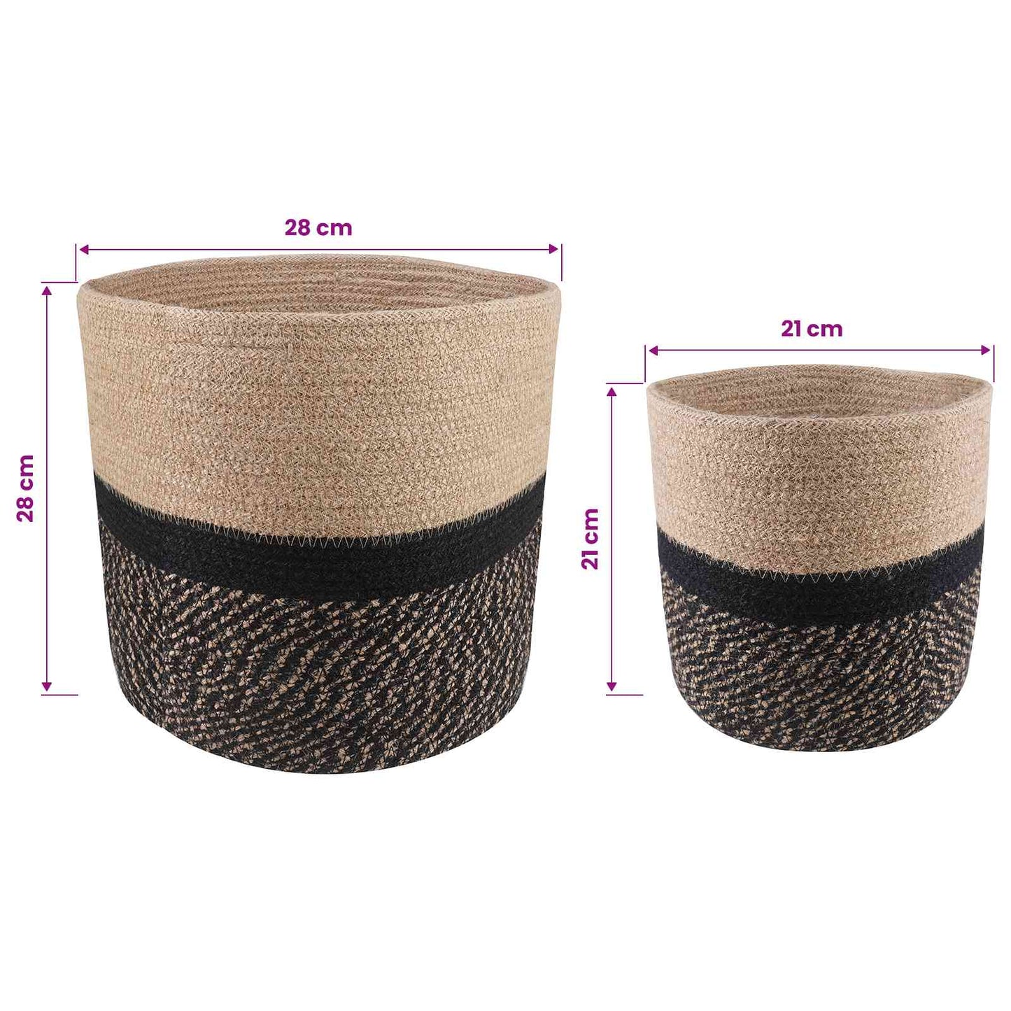 vidaXL Σετ Γλαστρών 2 pcs Φυσικό και Μαύρο Ø 28 x 28 εκ