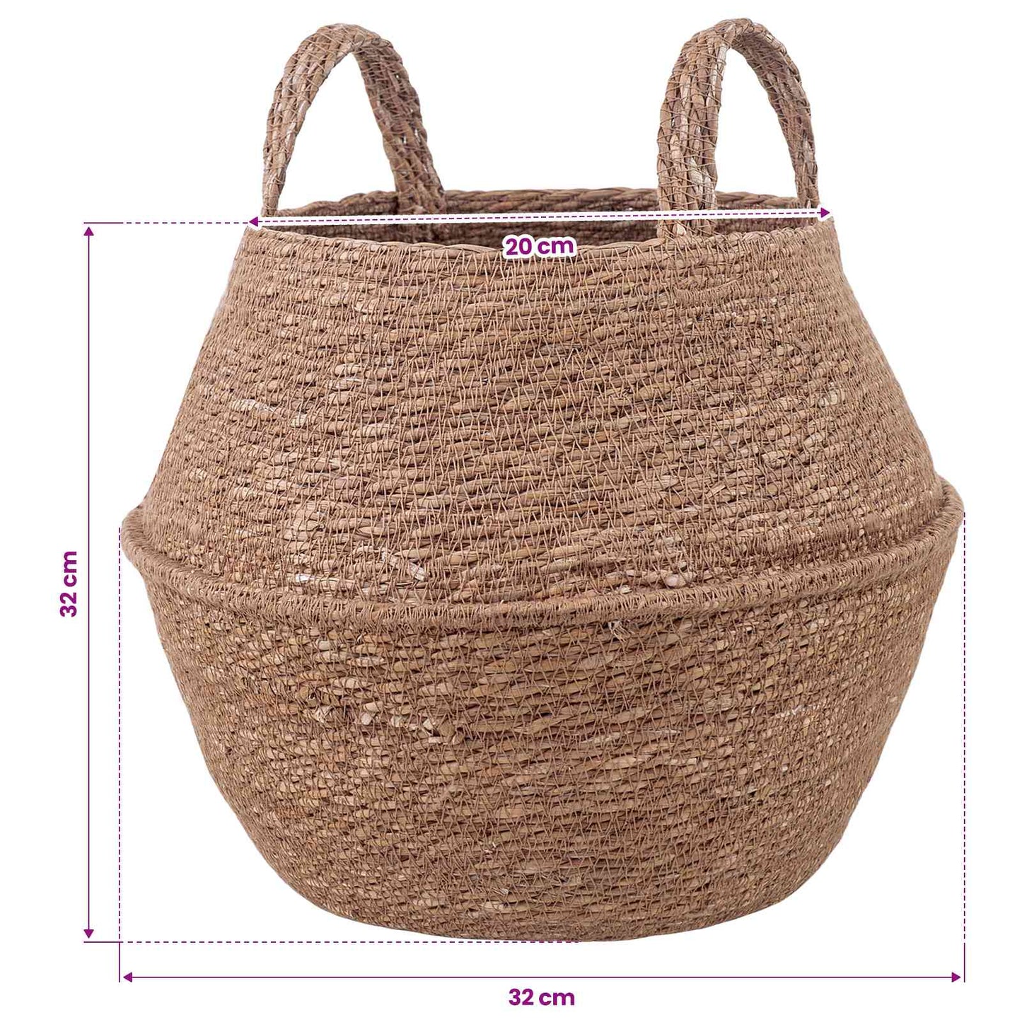 vidaXL Γλάστρα με Χερούλια 2 pcs Φυσικό Ø 32 x 32 cm 100% Θαλασσόχορτο