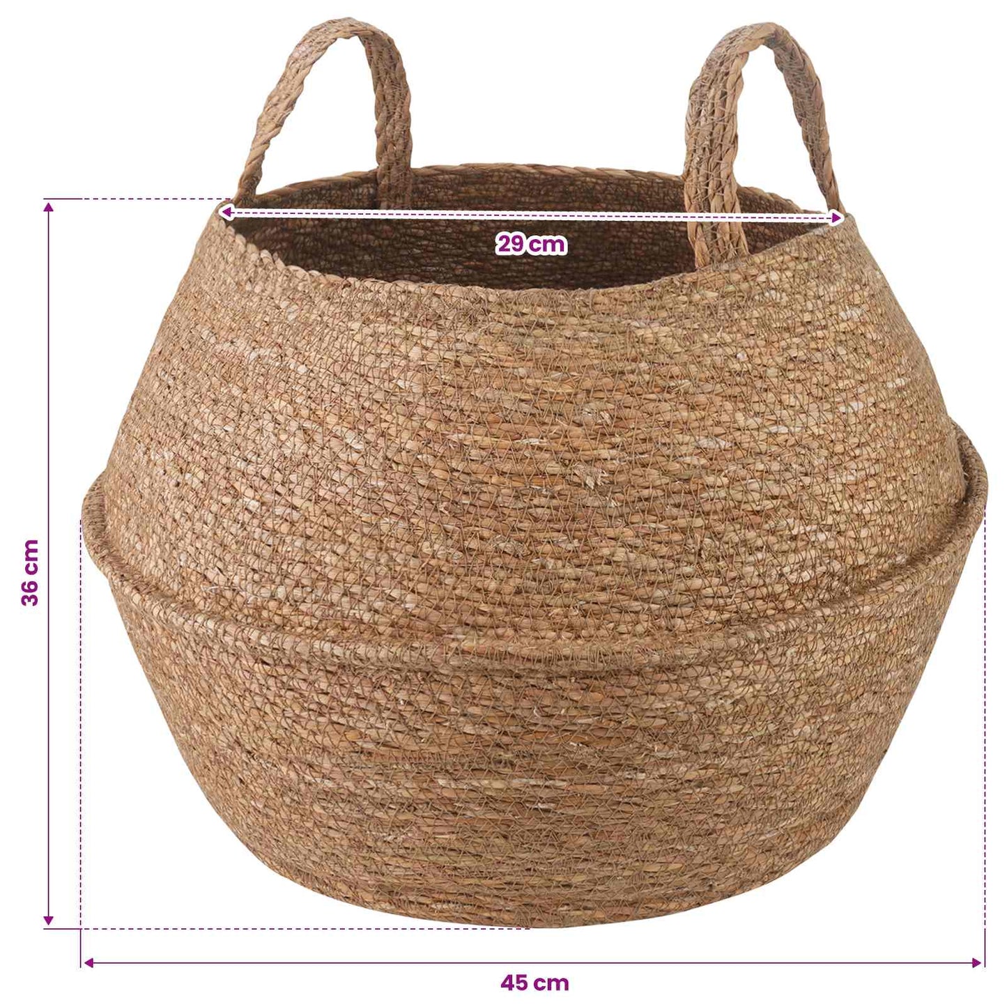 vidaXL Γλάστρα με Χερούλια 2 pcs Φυσικό Ø 45 x 36 cm 100% Θαλασσόχορτο