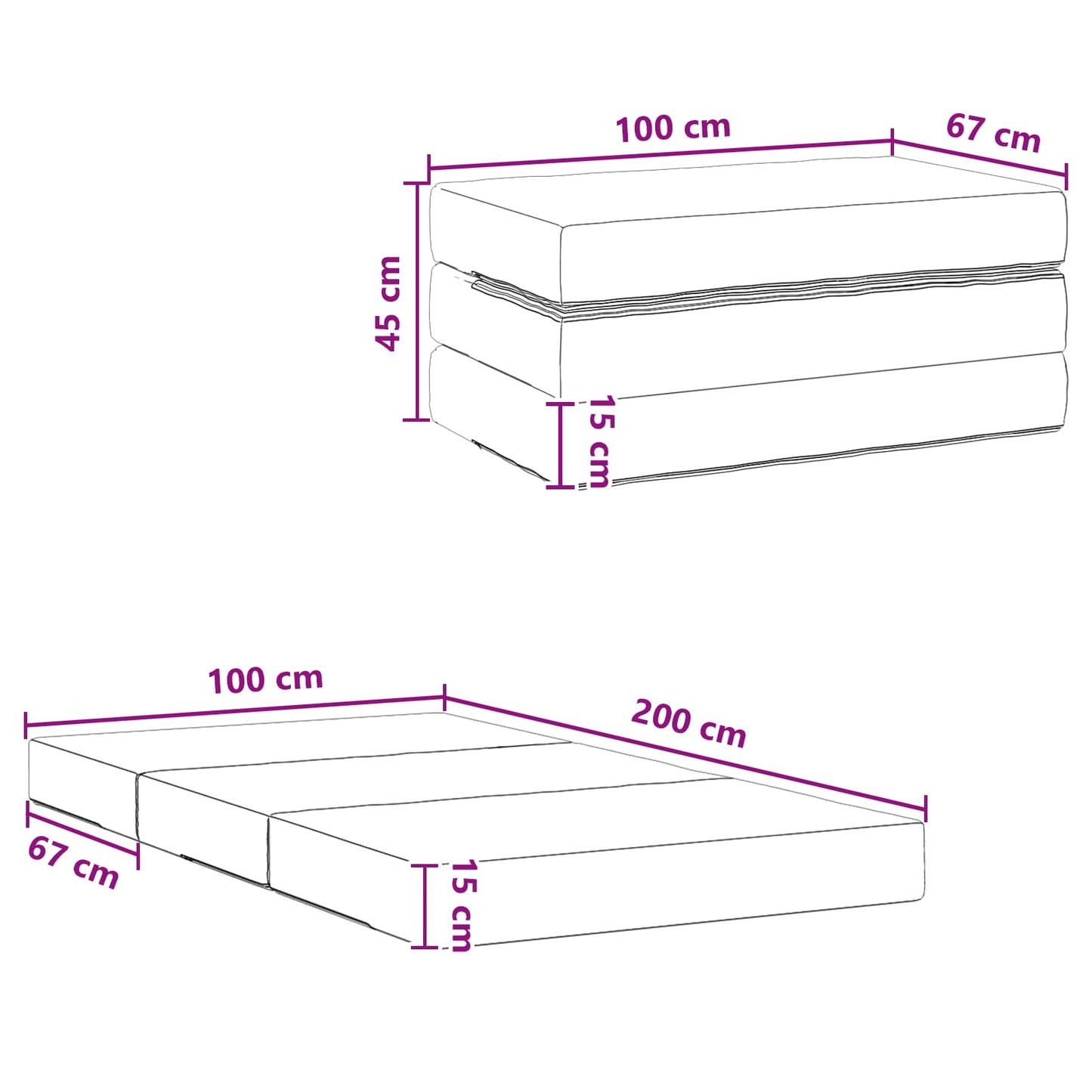 vidaXL Κρεβάτι Καναπέ Αναδιπλούμενο 100 x 67 x 45 εκ Μαύρο