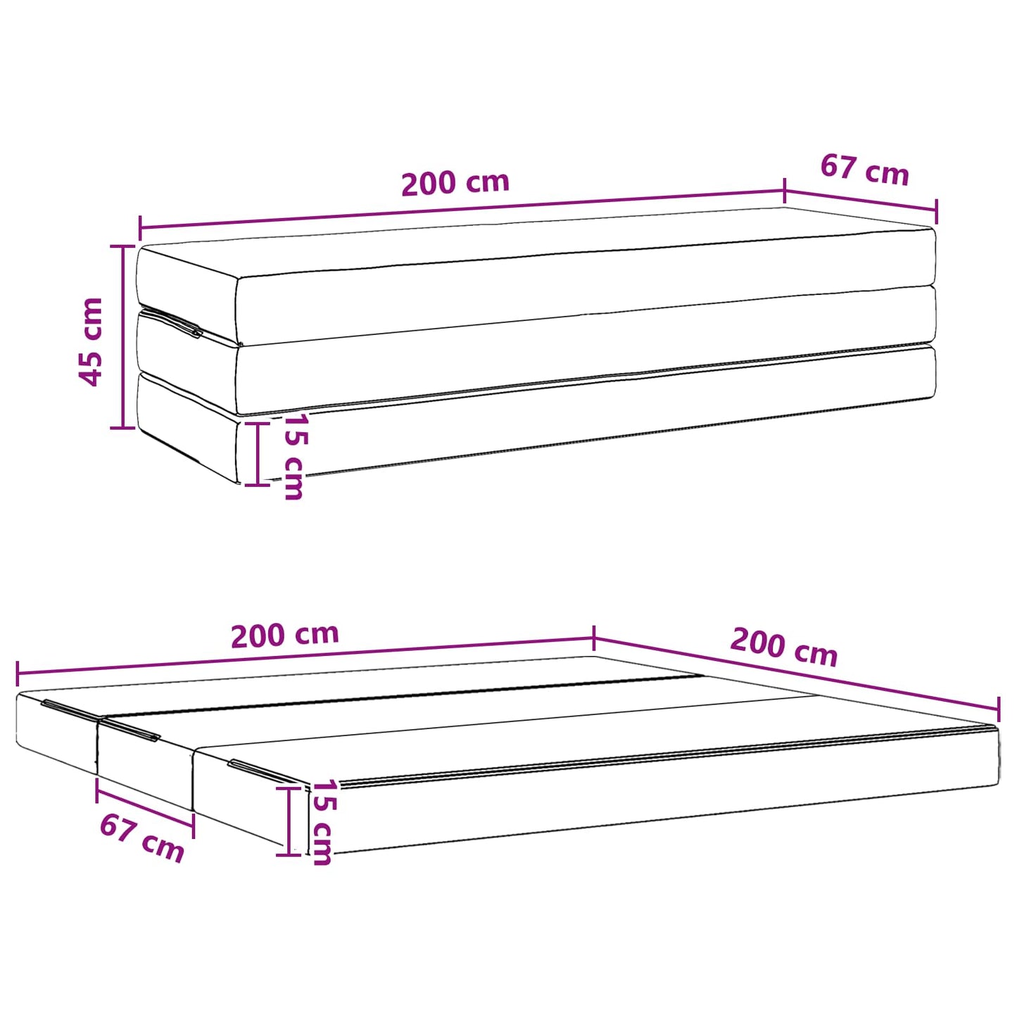 vidaXL Κρεβάτι Καναπέ Αναδιπλούμενο 200 x 200 x 15 cm Σκούρο Γκρι