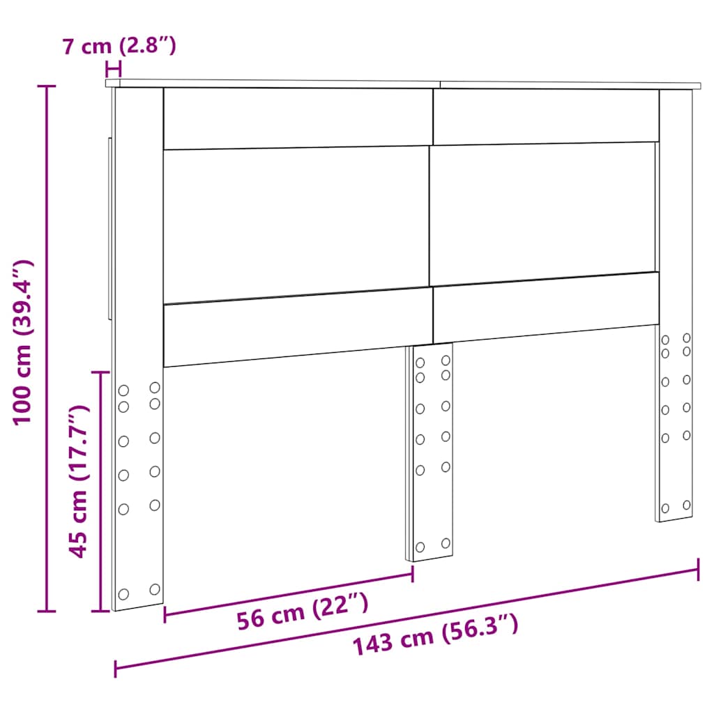 vidaXL Κεφαλάρι με κεφαλάρι Λευκό 140 cm Επεξεργασμένο ξύλο