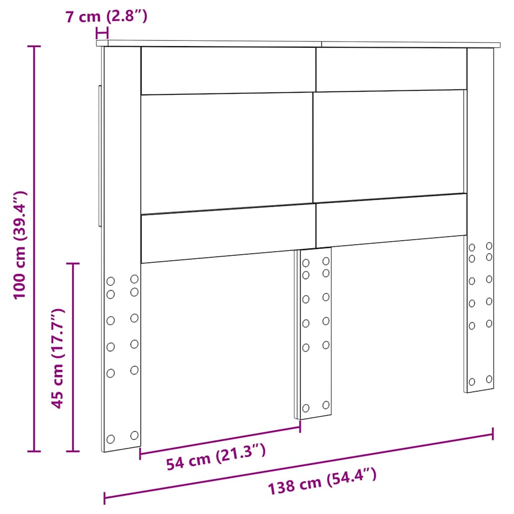 vidaXL Κεφαλάρι με κεφαλάρι Γκρίζο Σονομα 135 cm Επεξεργασμένο ξύλο