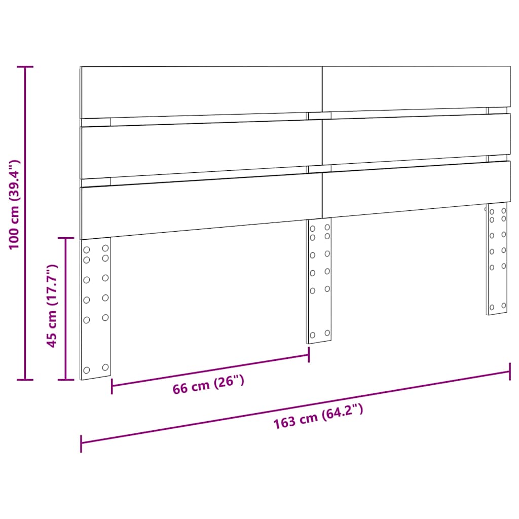 vidaXL Κεφαλάρι με κεφαλάρι Παλιό ξύλο 160 cm Επεξεργασμένο ξύλο