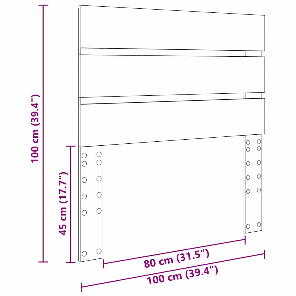 vidaXL Κεφαλάρι με κεφαλάρι Παλιό ξύλο 100 cm Επεξεργασμένο ξύλο