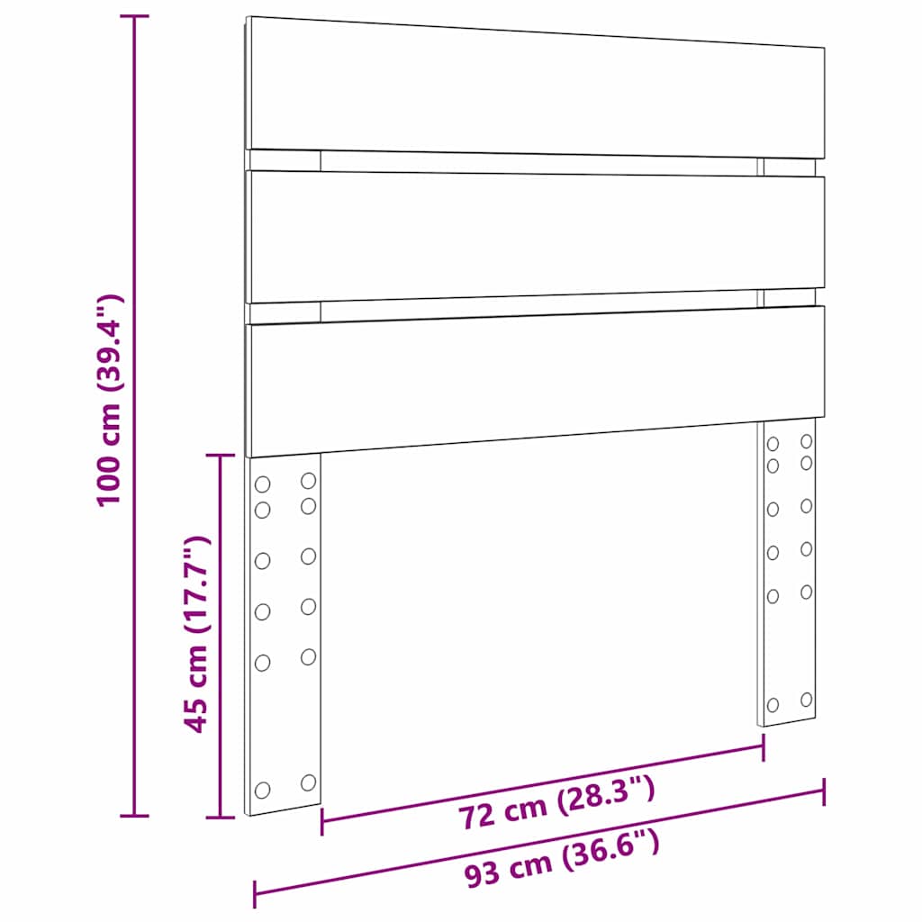 vidaXL Κεφαλάρι με κεφαλάρι Δρύς Sonoma 90 cm Επεξεργασμένο ξύλο
