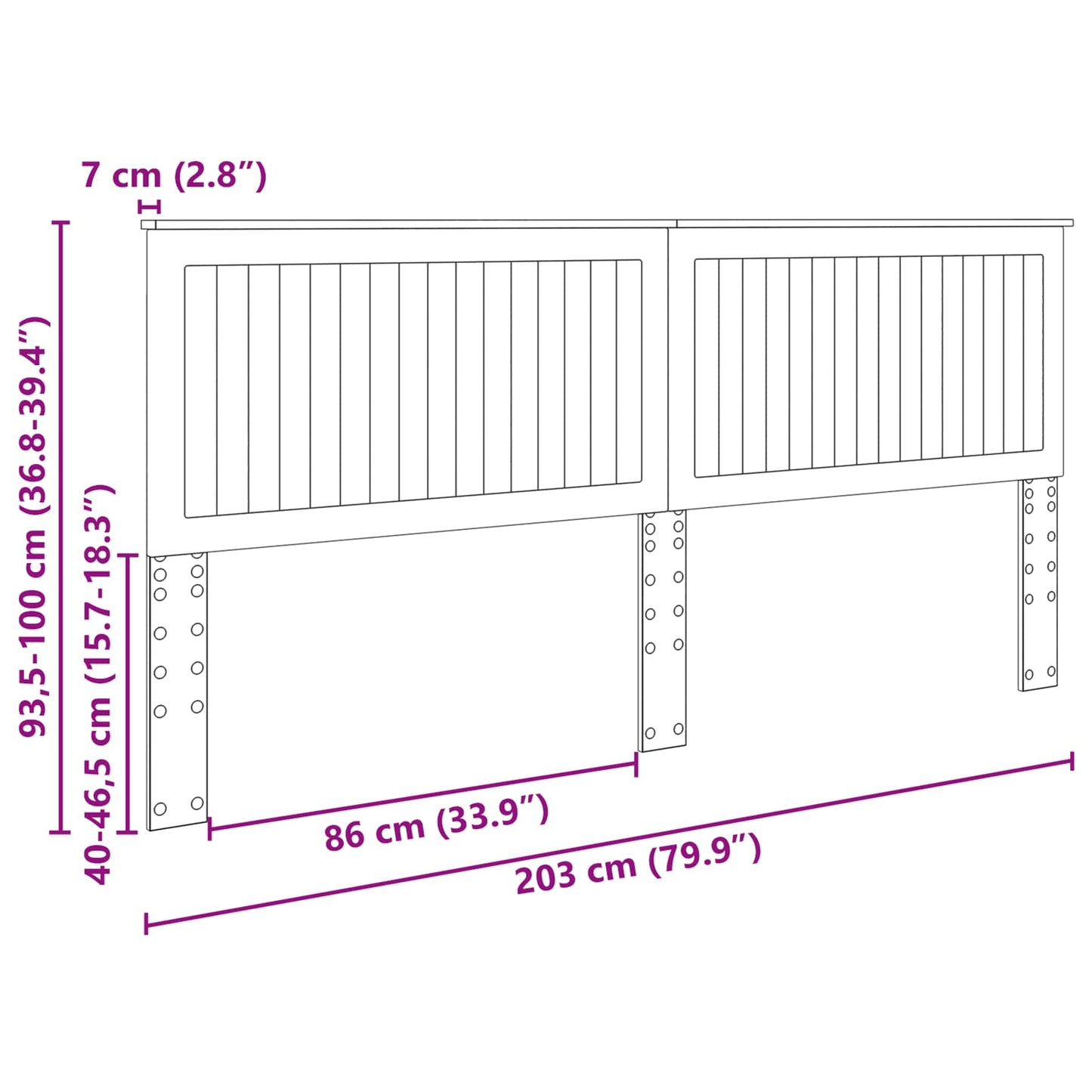 vidaXL Κεφαλάρι με κεφαλάρι Γκρίζο Σονομα 200 cm Επεξεργασμένο ξύλο