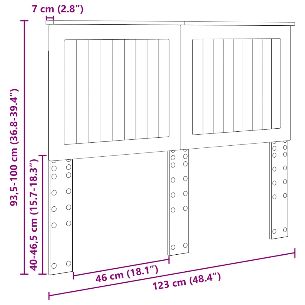 vidaXL Κεφαλάρι με κεφαλάρι Artisan Oak 120 cm Επεξεργασμένο ξύλο