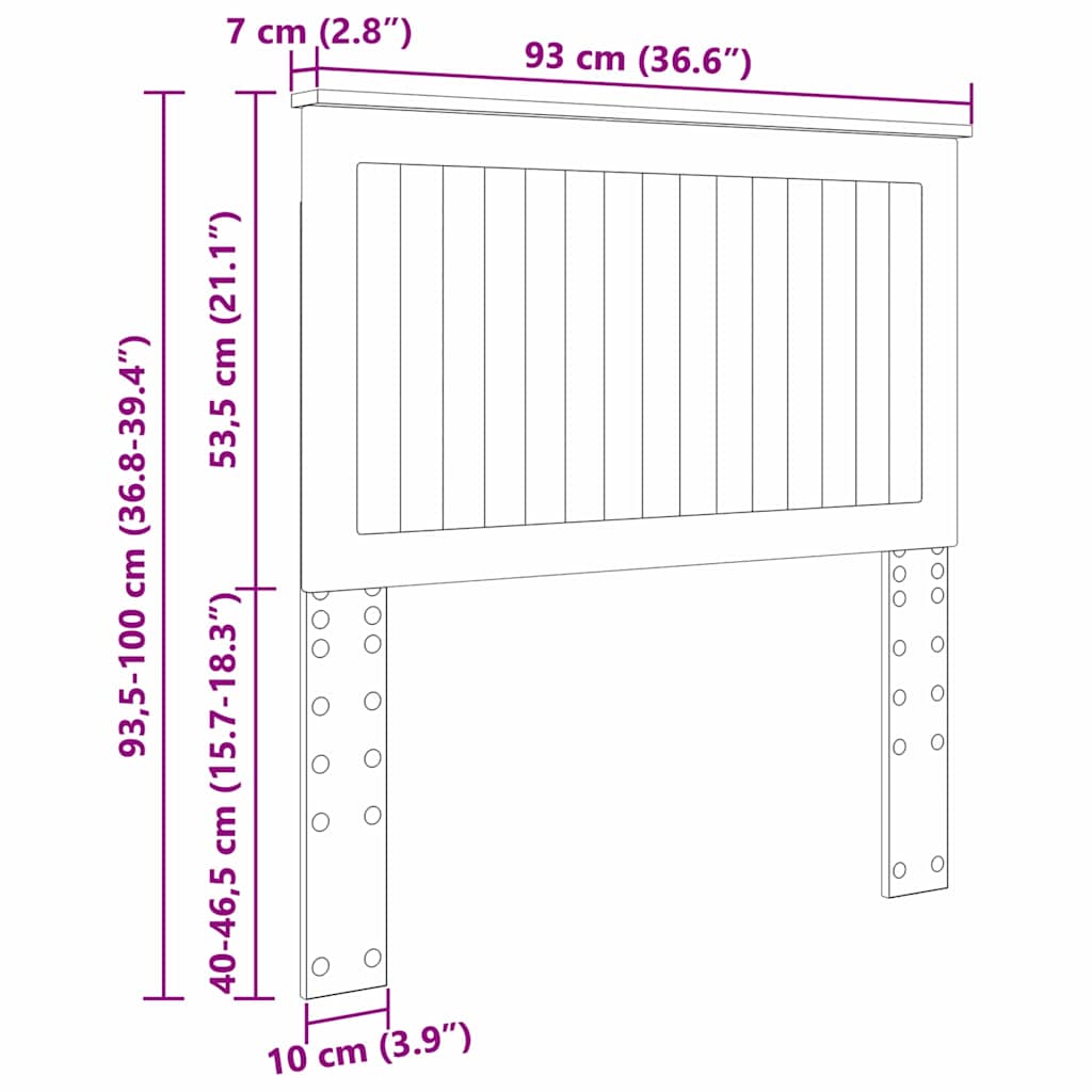 vidaXL Κεφαλάρι με κεφαλάρι Γκρίζο Σονομα 90 cm Επεξεργασμένο ξύλο
