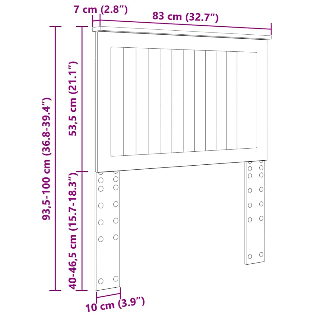vidaXL Κεφαλάρι με κεφαλάρι Δρύς Sonoma 80 cm Επεξεργασμένο ξύλο