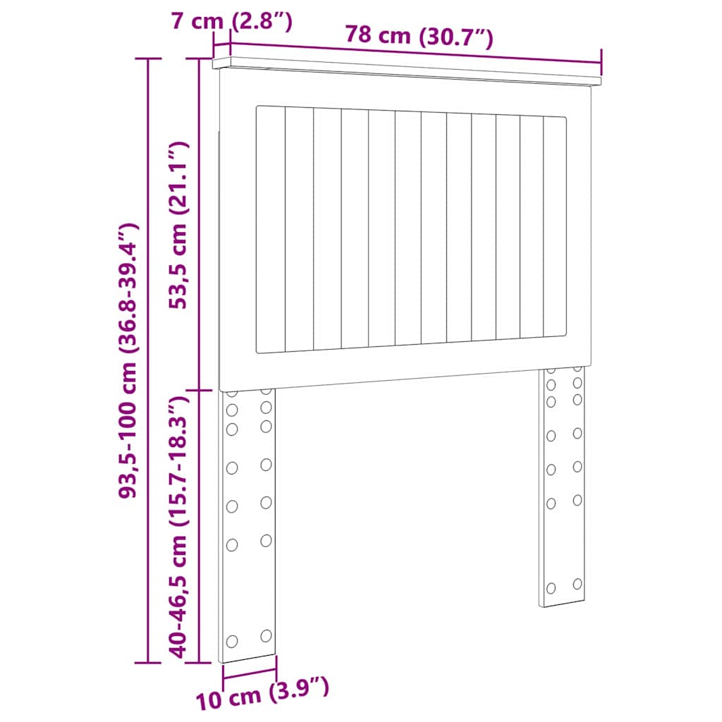 vidaXL Κεφαλάρι με κεφαλάρι Καπνιστό Δρύς 75 cm Επεξεργασμένο ξύλο