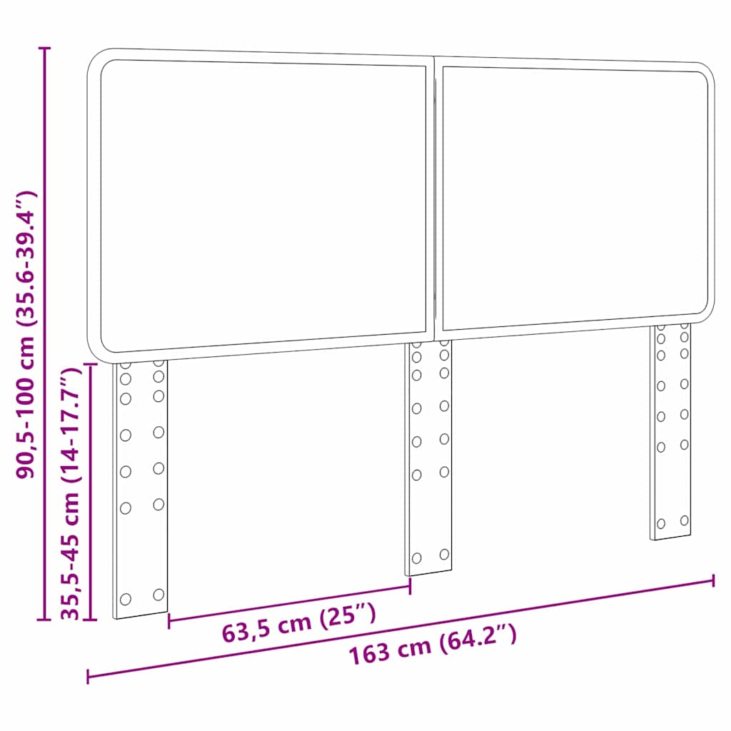 vidaXL Κεφαλάρι με κεφαλάρι Μαύρη Οξυά 160 cm Επεξεργασμένο ξύλο