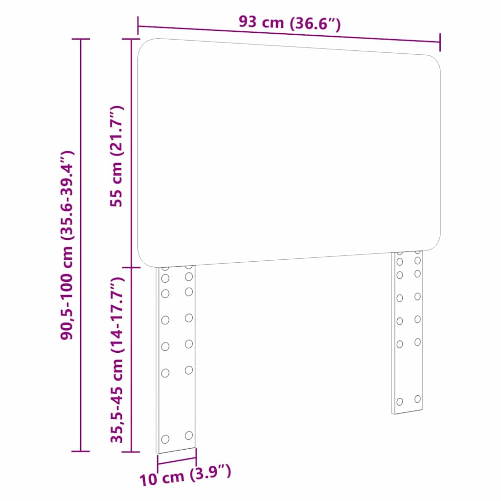 vidaXL Κεφαλάρι με κεφαλάρι Μαύρη Οξυά 90 cm Επεξεργασμένο ξύλο