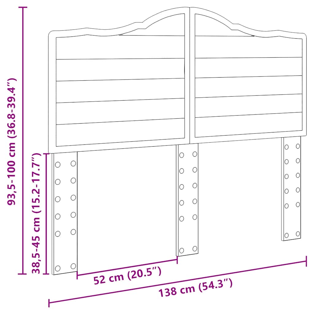vidaXL Κεφαλάρι με κεφαλάρι Artisan Oak 135 cm Επεξεργασμένο ξύλο