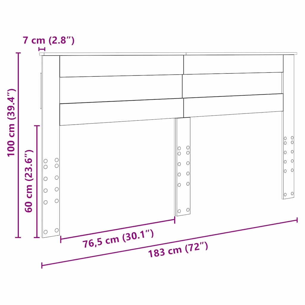 vidaXL Κεφαλάρι με κεφαλάρι Artisan Oak 180 cm Επεξεργασμένο ξύλο